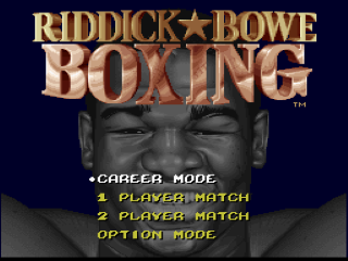 Riddick Bowe Boxing title screen for Super Nintendo